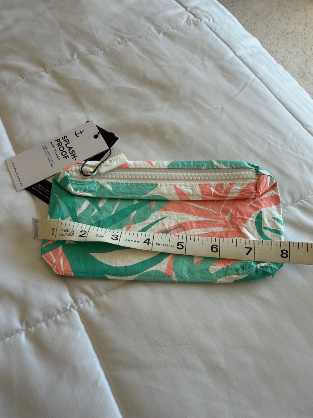 ALOHA Collection Tropical Leaf Cosmetic Pouch - Green & Coral